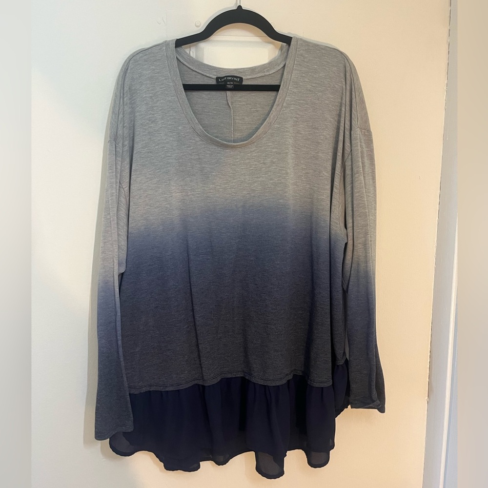 LANE BRYANT Long Sleeve Shirt with Sheer Ruffle